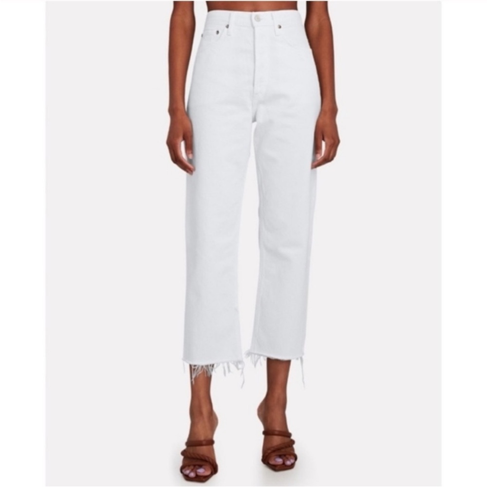 Agolde White 90’s Cropped Raw Hem Jeans